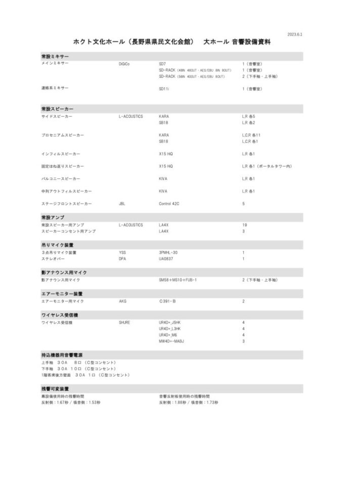 音響設備資料